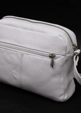 Жіноча сумка крос-боді з натуральної шкіри grande pelle 11650 біла2 фото