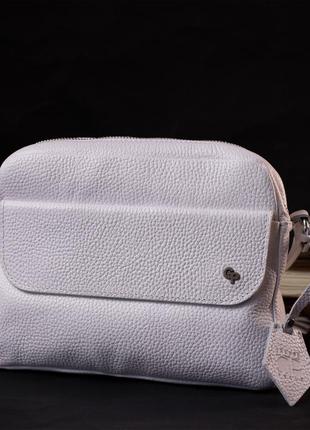 Жіноча сумка крос-боді з натуральної шкіри grande pelle 11650 біла6 фото