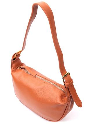 Полукруглая женская сумка с одной плечевой лямкой из натуральной кожи vintage 22370 коричневая
