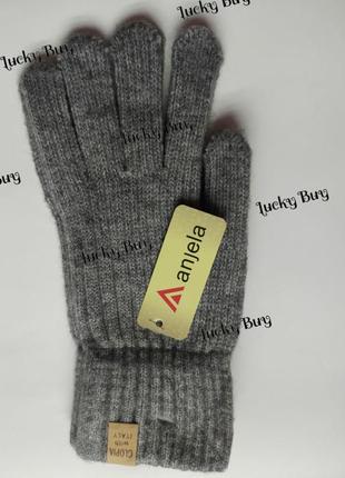 Женские теплые серые перчатки.3 фото
