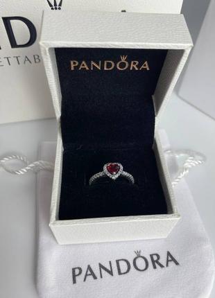 Pandora каблучка червоне серце в наявності 15,9, 16.6 17.2  17,8 18,57 фото