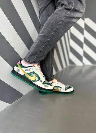 Мужские кроссовки зеленые с белым в стиле nike sb dunk low x stussy6 фото