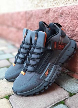 Reebok zig kinetica edge сірі з помаранчевим кросівки чоловічі текстильні легкі демісезон низькі демісезонні весняні осінні топ якість рібок9 фото