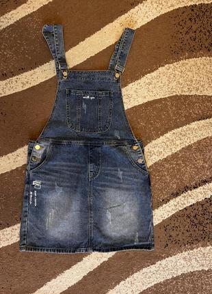 Стильний жіночий джинсовий сарафан1 фото