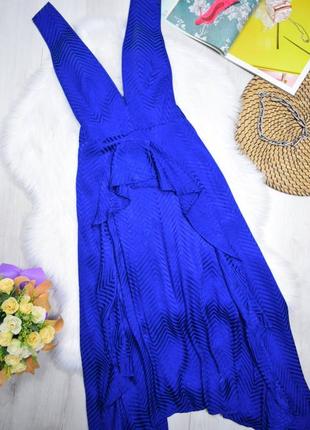 Платье с рюшами синее платье принт зигзаги2 фото