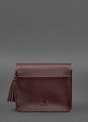 Шкіряна жіноча бохо-сумка лілу бордова krast5 фото