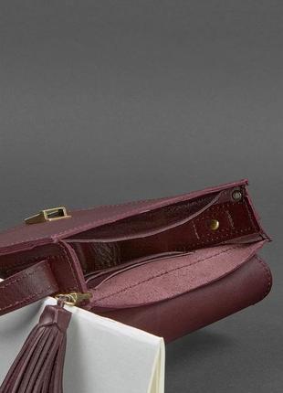 Шкіряна жіноча бохо-сумка лілу бордова krast4 фото