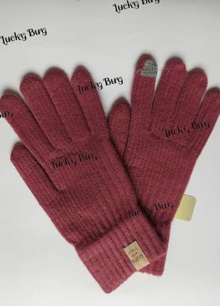 Женские теплые перчатки, цвет бордо