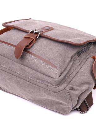 Практична горизонтальна чоловіча сумка з текстилю 21248 vintage сіра3 фото
