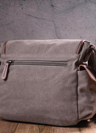 Практична горизонтальна чоловіча сумка з текстилю 21248 vintage сіра9 фото