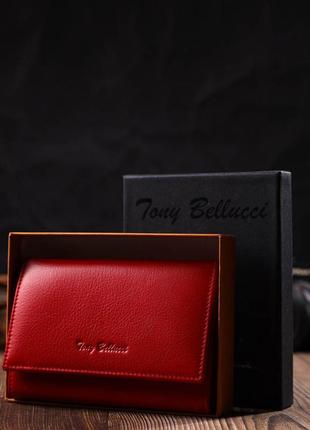 Гаманець для жінок у три складання з натуральної шкіри tony bellucci 22038 червоний