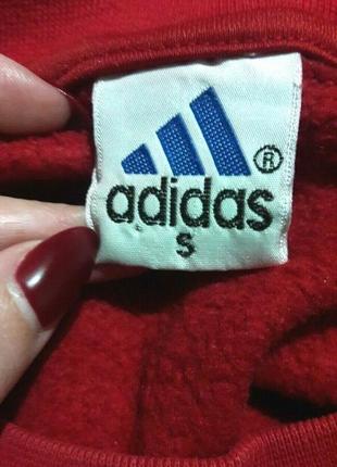 Вінтажний утеплений червоний світшот толстовка унісекс від adidas8 фото