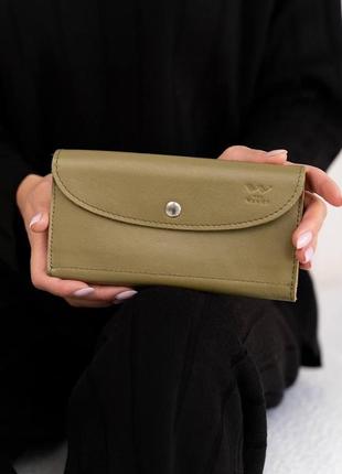 Шкіряний гаманець smart wallet оливкова краста