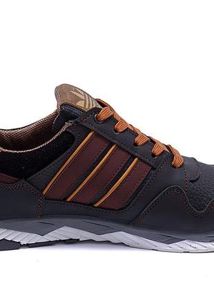 Чоловічі шкіряні кросівки adidas tech flex brown6 фото