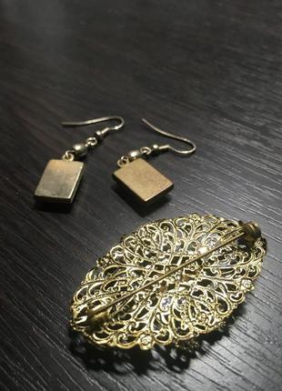 Винтажные набор. чехословакия. брошь и серьги
