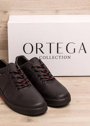 Мужские кожаные кеды ortega aircross black and red9 фото