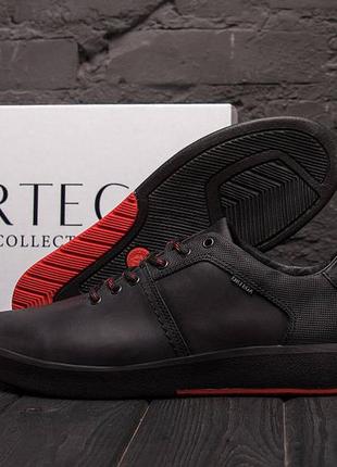 Мужские кожаные кеды ortega aircross black and red