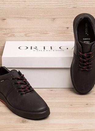 Мужские кожаные кеды ortega aircross black and red6 фото