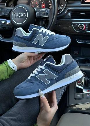 Женские кроссовки new balance 574 premium blue reflective