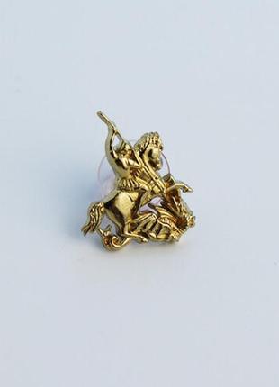 Значок из металла на одежду "георгий победоносец" золотистого цвета (4313)3 фото