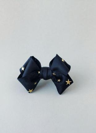 Стильные, черные бантики для волос, ручной работы.