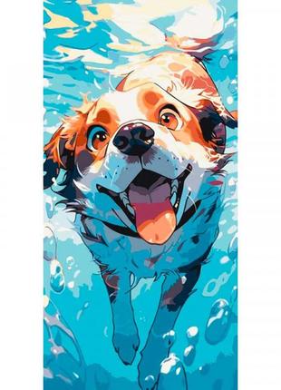 Картина по номерам artcraft ныряй со мной 40x80 см (11528-ac) собака в воде