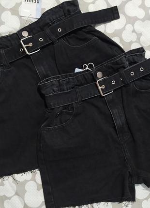 Стильні джинсові шорти з поясом висока посадка2 фото