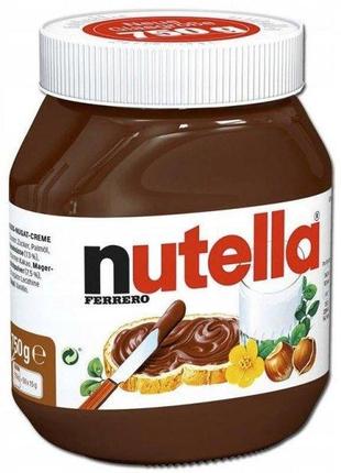 Шоколадно-ореховая паста нутелла nutella fererro с лесными орехами 825г, италия