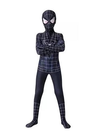 Взрослый карнавальный костюм спайдермена человек-паук черный комбинезон и маска gh р 1802 фото