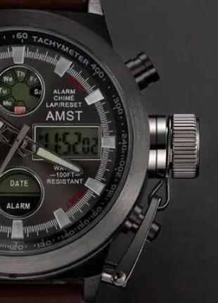 Кварцевые мужские армейские часы amst watch черный5 фото