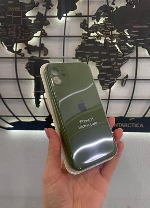 Чехол с квадратными бортами silicone case для iphone 11, качественный чехол с микрофиброй для айфон 111 фото