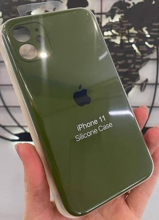 Чехол с квадратными бортами silicone case для iphone 11, качественный чехол с микрофиброй для айфон 113 фото