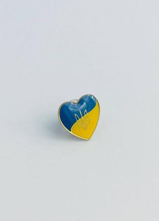 Значок на одяг dobroznak серце україни з тризубцем і позолоченим покриттям2 фото
