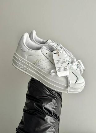 Кеди на платформі adidas gazelle bold cloud white