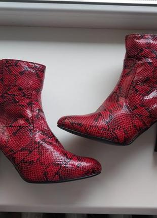 Красные ботинки со змеиным принтом размер 392 фото