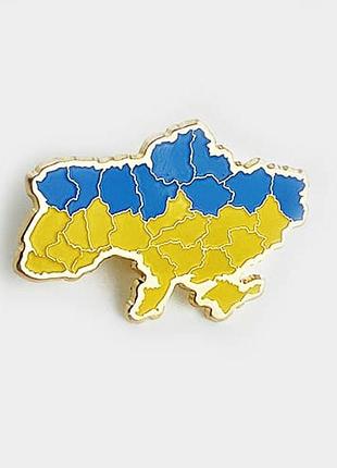 Значок dobroznak мапа україни жовто-блакитна (позолота) (6305)
