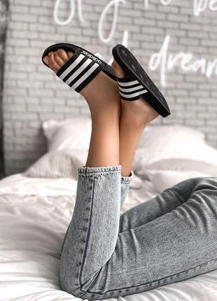 Летние женские тапочки adidas в черном цвете (36-40)5 фото