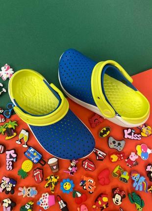 Детские яркие кроксы crocs literide cobalt/citrus1 фото