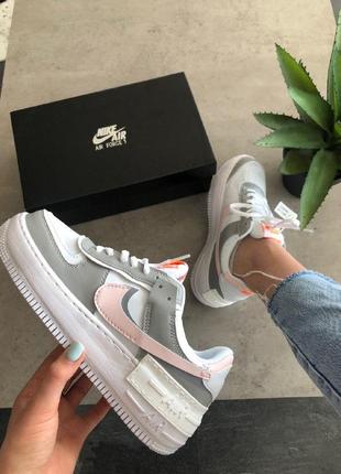 Кросівки nike air force 1 shadow grey pink кеди найк аір форс шадоф сірі з рожевим3 фото