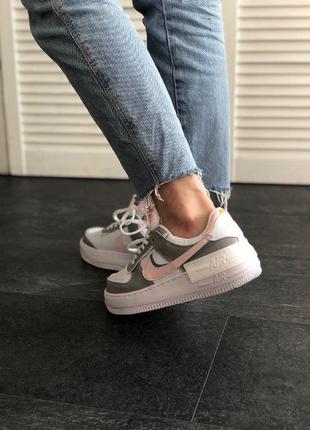 Кросівки nike air force 1 shadow grey pink кеди найк аір форс шадоф сірі з рожевим8 фото