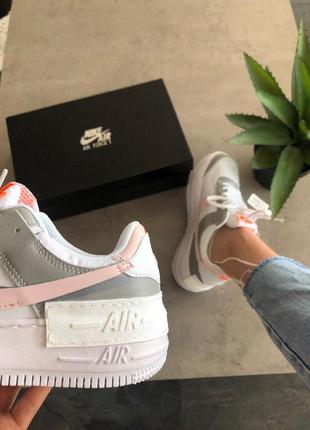 Кросівки nike air force 1 shadow grey pink кеди найк аір форс шадоф сірі з рожевим9 фото