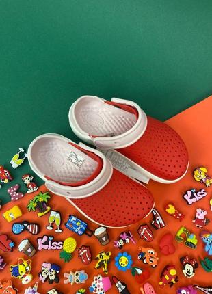 Дитячі яскраві крокси crocs literide poppy/white