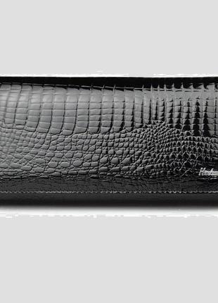 Кожаный женский кошелек на защелке 0520 черный