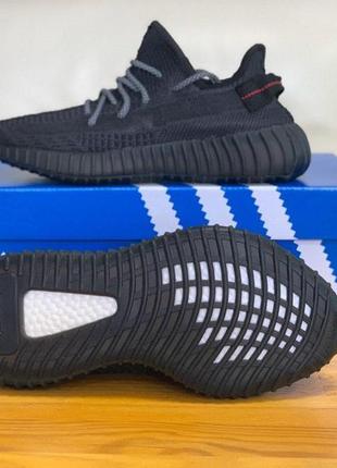 Кроссовки adidas yeezy boost 350 v2 black адидас изи буст в2 черные рефлективные шнурки2 фото