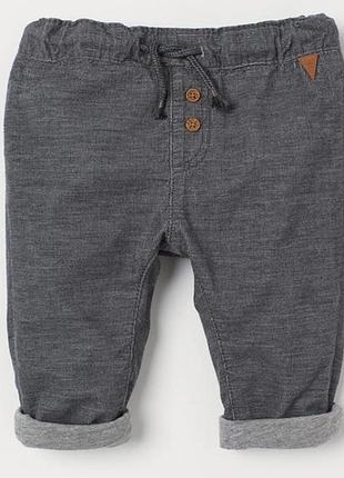 Вельветовые брюки /штаны утеплённые h&m (9 мес. 74 см.)