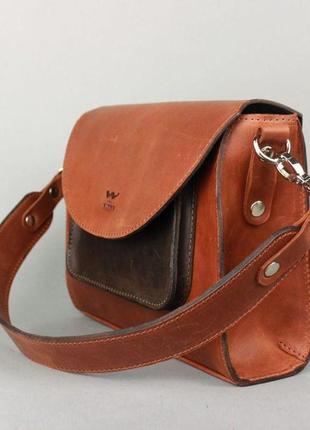 Жіноча шкіряна сумка liv коньячно-коричнева вінтажна4 фото