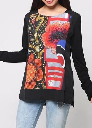 Стильный лонгслив desigual x christian lacroix кофта р. xs/s