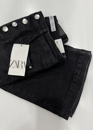 Джинсы джинсы zara flare 36 s 34 xs черные синие3 фото