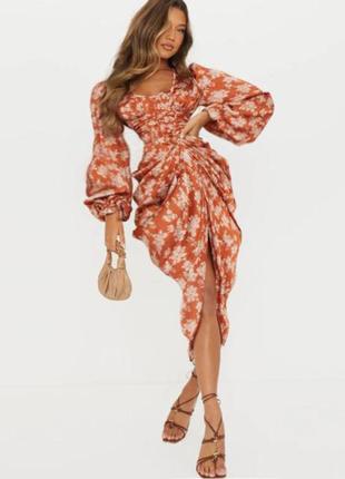Розпродаж cукня prettylittlething міді asos з драпіруванням