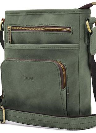 Чоловіча шкіряна сумка з кишенею re-1303-3md tarwa зелена